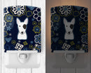Blue Flowers Bull Terrier Ceramic Night Light BB5060CNL