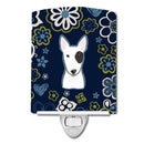 Blue Flowers Bull Terrier Ceramic Night Light BB5060CNL