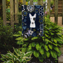 Blue Flowers Bull Terrier Garden Flag - Outdoor Decorative Yard Flag