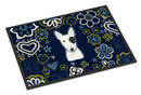Blue Flowers Bull Terrier Doormat - 18x27 Decorative Floor Mat – Indoor/Outdoor Rug with Artistic Flair BB5060MAT