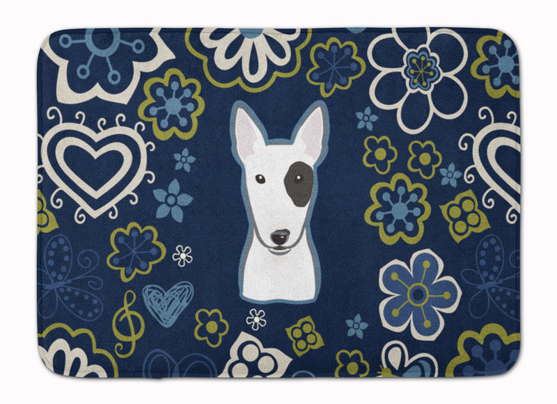 Blue Flowers Bull Terrier Machine Washable Memory Foam Mat BB5060RUG