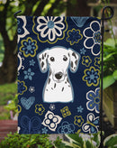 Blue Flowers Dalmatian Garden Flag - Outdoor Decorative Yard Flag