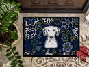 Blue Flowers Dalmatian Doormat - 24x36 Decorative Floor Mat – Indoor/Outdoor Rug with Artistic Flair BB5061JMAT