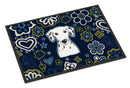 Blue Flowers Dalmatian Doormat - 18x27 Decorative Floor Mat – Indoor/Outdoor Rug with Artistic Flair BB5061MAT