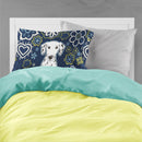 Blue Flowers Dalmatian Fabric Standard Pillowcase – Artistic Decorative Front, White Back BB5061PILLOWCASE