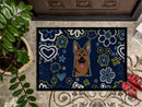 Blue Flowers German Shepherd Doormat - 24x36 Decorative Floor Mat – Indoor/Outdoor Rug with Artistic Flair BB5062JMAT