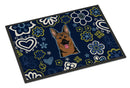 Blue Flowers German Shepherd Doormat - 24x36 Decorative Floor Mat – Indoor/Outdoor Rug with Artistic Flair BB5062JMAT