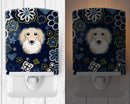 Blue Flowers Longhair Creme Dachshund Ceramic Night Light BB5063CNL