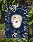 Blue Flowers Longhair Creme Dachshund Garden Flag - Outdoor Decorative Yard Flag BB5063GF