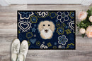 Blue Flowers Longhair Creme Dachshund Doormat - 24x36 Decorative Floor Mat – Indoor/Outdoor Rug with Artistic Flair BB5063JMAT