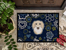 Blue Flowers Longhair Creme Dachshund Doormat - 18x27 Decorative Floor Mat – Indoor/Outdoor Rug with Artistic Flair BB5063MAT