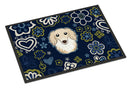 Blue Flowers Longhair Creme Dachshund Doormat - 18x27 Decorative Floor Mat – Indoor/Outdoor Rug with Artistic Flair BB5063MAT