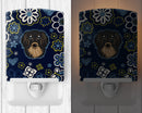 Blue Flowers Longhair Black and Tan Dachshund Ceramic Night Light BB5064CNL