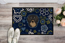 Blue Flowers Longhair Black and Tan Dachshund Doormat - 24x36 Decorative Floor Mat – Indoor/Outdoor Rug with Artistic Flair BB5064JMAT