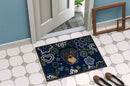 Blue Flowers Longhair Black and Tan Dachshund Doormat - 24x36 Decorative Floor Mat – Indoor/Outdoor Rug with Artistic Flair BB5064JMAT