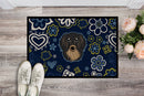 Blue Flowers Longhair Black and Tan Dachshund Doormat - 18x27 Decorative Floor Mat – Indoor/Outdoor Rug with Artistic Flair BB5064MAT