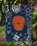 Blue Flowers Longhair Red Dachshund Garden Flag - Outdoor Decorative Yard Flag BB5065GF