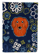 Blue Flowers Longhair Red Dachshund Garden Flag - Outdoor Decorative Yard Flag BB5065GF