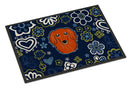 Blue Flowers Longhair Red Dachshund Doormat - 24x36 Decorative Floor Mat – Indoor/Outdoor Rug with Artistic Flair BB5065JMAT