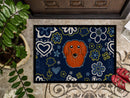 Blue Flowers Longhair Red Dachshund Doormat - 18x27 Decorative Floor Mat – Indoor/Outdoor Rug with Artistic Flair BB5065MAT