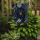 Blue Flowers Smooth Black and Tan Dachshund Garden Flag - Outdoor Decorative Yard Flag BB5066GF
