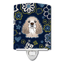 Blue Flowers Cocker Spaniel Ceramic Night Light BB5067CNL