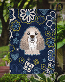 Blue Flowers Cocker Spaniel Garden Flag - Outdoor Decorative Yard Flag