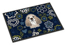 Blue Flowers Cocker Spaniel Doormat - 18x27 Decorative Floor Mat – Indoor/Outdoor Rug with Artistic Flair BB5067MAT