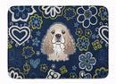 Blue Flowers Cocker Spaniel Machine Washable Memory Foam Mat BB5067RUG