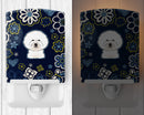 Blue Flowers Bichon Frise Ceramic Night Light BB5068CNL