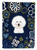 Blue Flowers Bichon Frise Garden Flag - Outdoor Decorative Yard Flag BB5068GF
