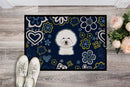 Blue Flowers Bichon Frise Doormat - 24x36 Decorative Floor Mat – Indoor/Outdoor Rug with Artistic Flair BB5068JMAT