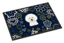 Blue Flowers Bichon Frise Doormat - 24x36 Decorative Floor Mat – Indoor/Outdoor Rug with Artistic Flair BB5068JMAT
