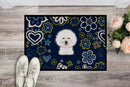 Blue Flowers Bichon Frise Doormat - 18x27 Decorative Floor Mat – Indoor/Outdoor Rug with Artistic Flair BB5068MAT
