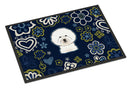 Blue Flowers Bichon Frise Doormat - 18x27 Decorative Floor Mat – Indoor/Outdoor Rug with Artistic Flair BB5068MAT