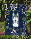 Blue Flowers Alaskan Malamute Garden Flag - Outdoor Decorative Yard Flag BB5069GF