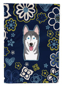 Blue Flowers Alaskan Malamute Garden Flag - Outdoor Decorative Yard Flag BB5069GF