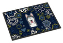 Blue Flowers Alaskan Malamute Doormat - 24x36 Decorative Floor Mat – Indoor/Outdoor Rug with Artistic Flair BB5069JMAT