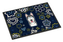 Blue Flowers Alaskan Malamute Doormat - 18x27 Decorative Floor Mat – Indoor/Outdoor Rug with Artistic Flair BB5069MAT