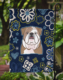 Blue Flowers English Bulldog Garden Flag - Outdoor Decorative Yard Flag