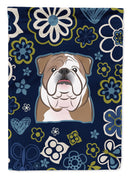 Blue Flowers English Bulldog Garden Flag - Outdoor Decorative Yard Flag