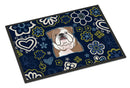 Blue Flowers English Bulldog  Doormat - 24x36 Decorative Floor Mat – Indoor/Outdoor Rug with Artistic Flair BB5070JMAT