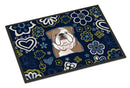 Blue Flowers English Bulldog  Doormat - 18x27 Decorative Floor Mat – Indoor/Outdoor Rug with Artistic Flair BB5070MAT