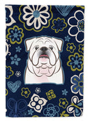 Blue Flowers White English Bulldog  Garden Flag - Outdoor Decorative Yard Flag BB5071GF