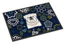 Blue Flowers White English Bulldog Doormat - 24x36 Decorative Floor Mat – Indoor/Outdoor Rug with Artistic Flair BB5071JMAT