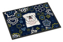 Blue Flowers White English Bulldog  Doormat - 18x27 Decorative Floor Mat – Indoor/Outdoor Rug with Artistic Flair BB5071MAT