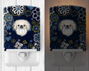 Blue Flowers Pekingese Ceramic Night Light Compact, UL-Certified, Ideal for Bedroom, Bathroom, Nursery, Hallway, Kitchen, 6x4x3, Multicolor