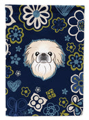Blue Flowers Pekingese Garden Flag - Outdoor Decorative Yard Flag