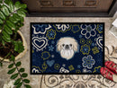Blue Flowers Pekingese Doormat - 24x36 Decorative Floor Mat – Indoor/Outdoor Rug with Artistic Flair BB5072JMAT