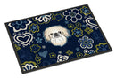 Blue Flowers Pekingese Doormat - 18x27 Decorative Floor Mat – Indoor/Outdoor Rug with Artistic Flair BB5072MAT